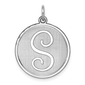 Sterling Silver, Makayla Collection, 20mm Disc Initial S Pendant